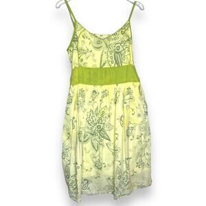 Y2K Vintage Earth Song Printed Green Sun Dress Size Large